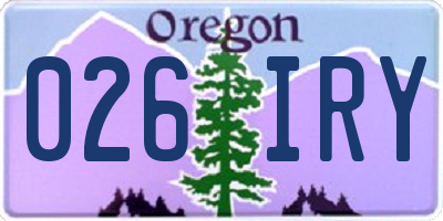 OR license plate 026IRY