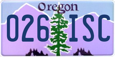 OR license plate 026ISC