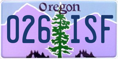 OR license plate 026ISF