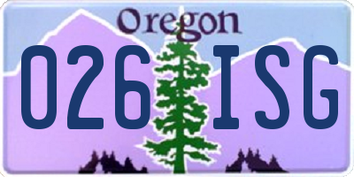 OR license plate 026ISG