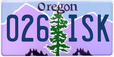 OR license plate 026ISK