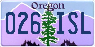 OR license plate 026ISL