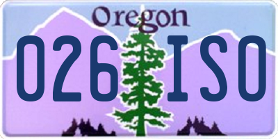 OR license plate 026ISO