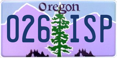 OR license plate 026ISP