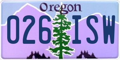 OR license plate 026ISW