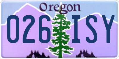 OR license plate 026ISY