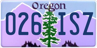 OR license plate 026ISZ