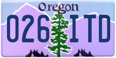 OR license plate 026ITD