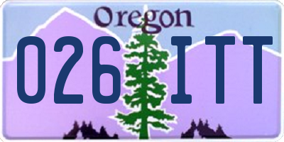 OR license plate 026ITT