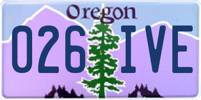 OR license plate 026IVE