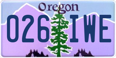 OR license plate 026IWE