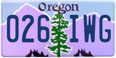 OR license plate 026IWG