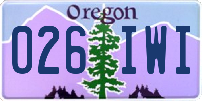 OR license plate 026IWI