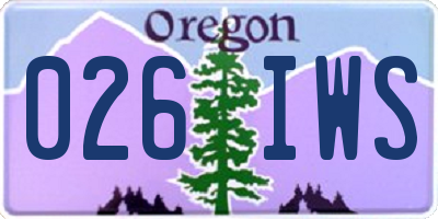 OR license plate 026IWS