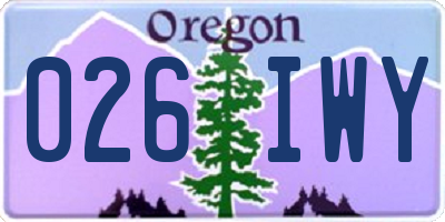 OR license plate 026IWY
