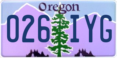 OR license plate 026IYG