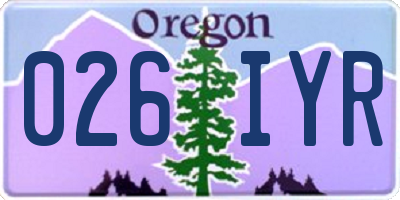 OR license plate 026IYR