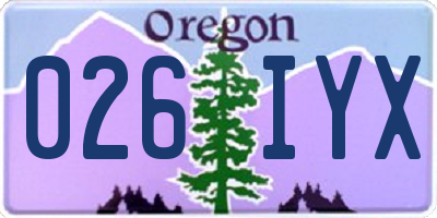 OR license plate 026IYX