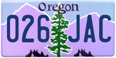 OR license plate 026JAC
