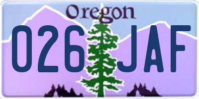 OR license plate 026JAF