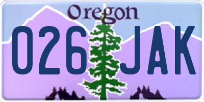 OR license plate 026JAK