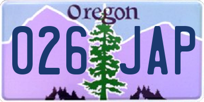 OR license plate 026JAP