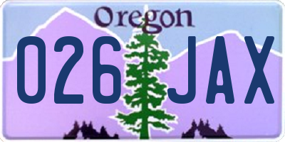 OR license plate 026JAX