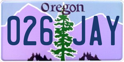 OR license plate 026JAY
