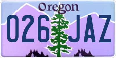 OR license plate 026JAZ