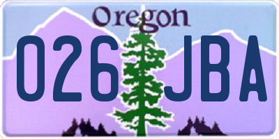 OR license plate 026JBA