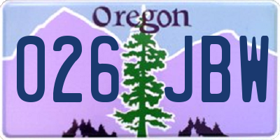 OR license plate 026JBW