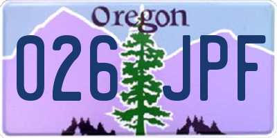 OR license plate 026JPF