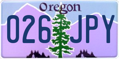 OR license plate 026JPY