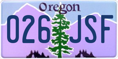OR license plate 026JSF