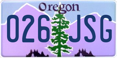 OR license plate 026JSG