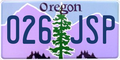 OR license plate 026JSP