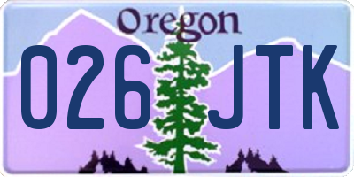 OR license plate 026JTK