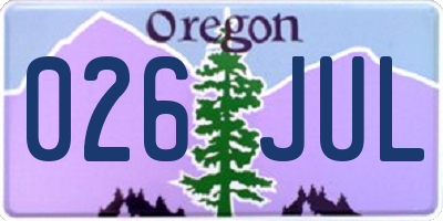 OR license plate 026JUL