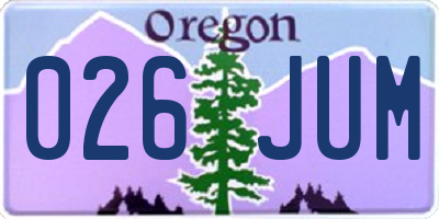 OR license plate 026JUM