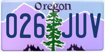 OR license plate 026JUV