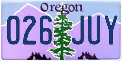 OR license plate 026JUY