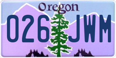 OR license plate 026JWM