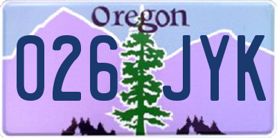 OR license plate 026JYK