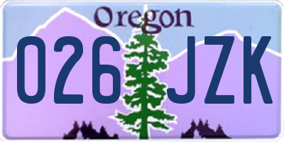 OR license plate 026JZK