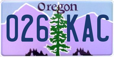 OR license plate 026KAC