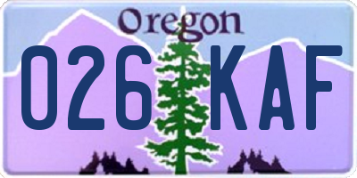 OR license plate 026KAF