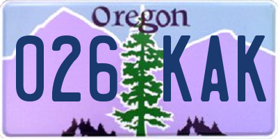 OR license plate 026KAK