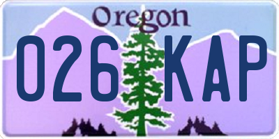OR license plate 026KAP