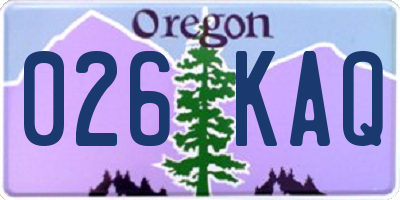 OR license plate 026KAQ