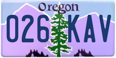 OR license plate 026KAV
